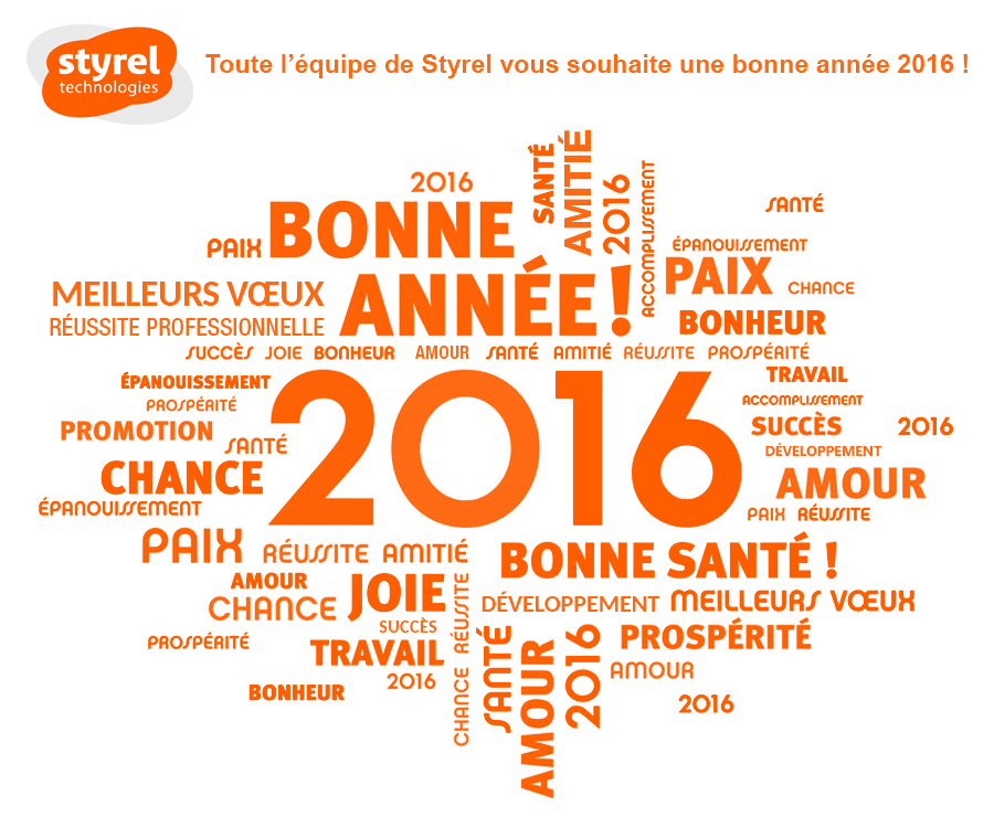 Toute l'équipe de Styrel vous souhaite une bonne année 2016 !